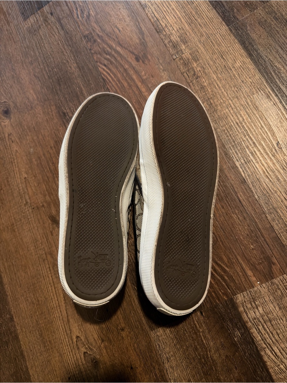 Coach Signature Slip-On Sneakers in Brown and Tan with Red Insole - Picture 3 of 5
